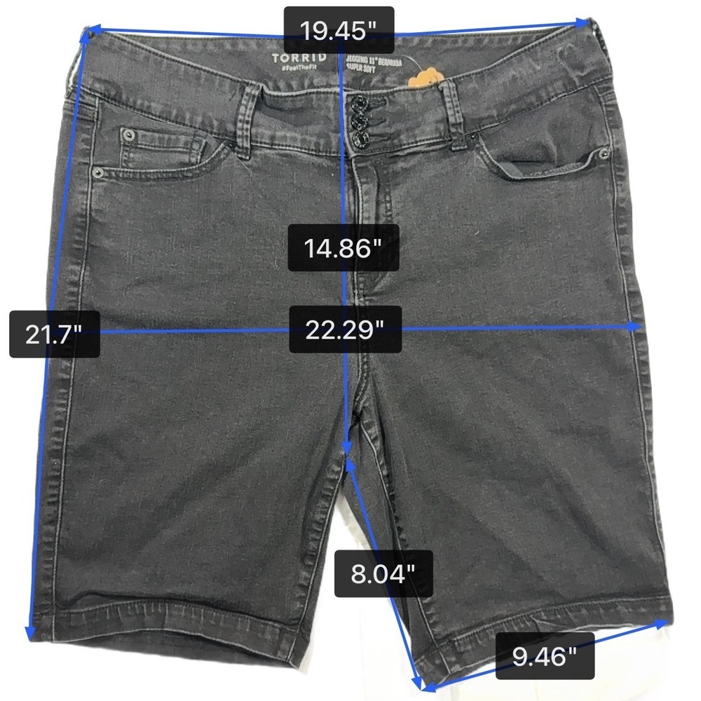 Torrid Super Soft Jegging Bermuda Shorts Women's 20 Washed Black High Rise